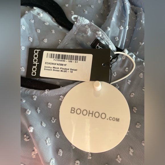 BooHoo dobby mesh pleat dress NWT plus sz oversz very flared full sweep osfm - Picture 8 of 8